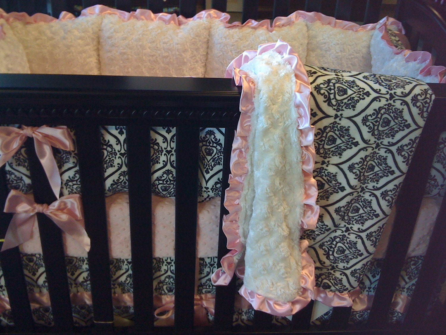 Baby Pink  Minky Crown  Baby Bedding Set 4 Piece Crib Bedding Set