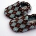 Baby Shoes- Handmade Unisex Argyle Crib Shoes in Brown and Blue- Size 0 3 6 12 months Booties- Baby Clothes