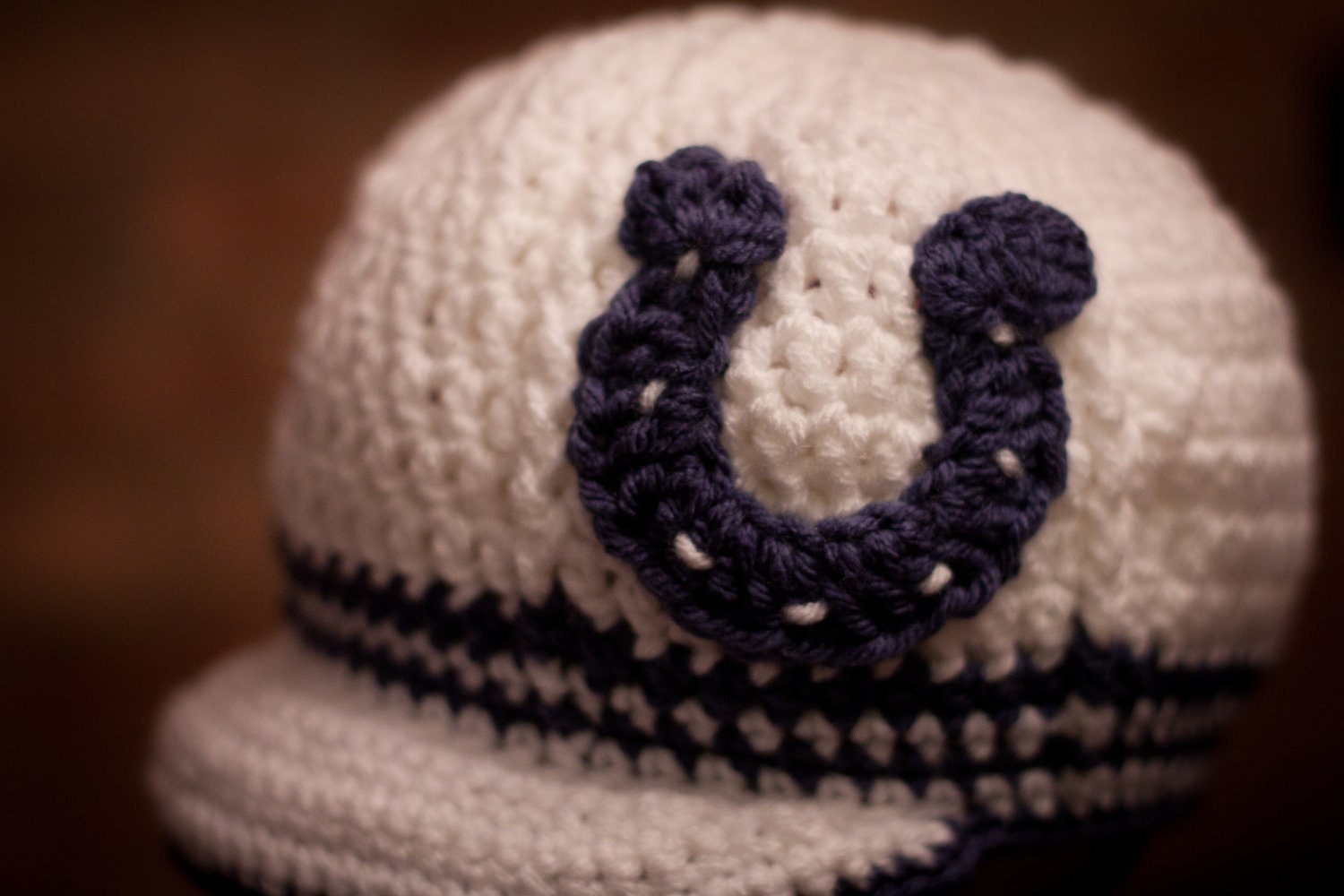 Indianapolis Colts Inspired Crocheted Baseball Cap (Newborn - Children Size) (Made to Order)