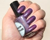 Purple Holographic nail polish Shazaam
