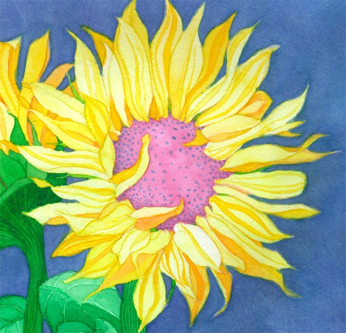 Limited Edition print of "Two Sunflowers on Rich Blue"  signed and numbered