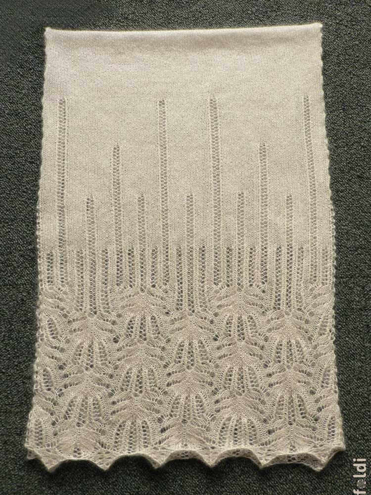 Knitted silk and mohair summer lace scarf in cream beige ecru colour