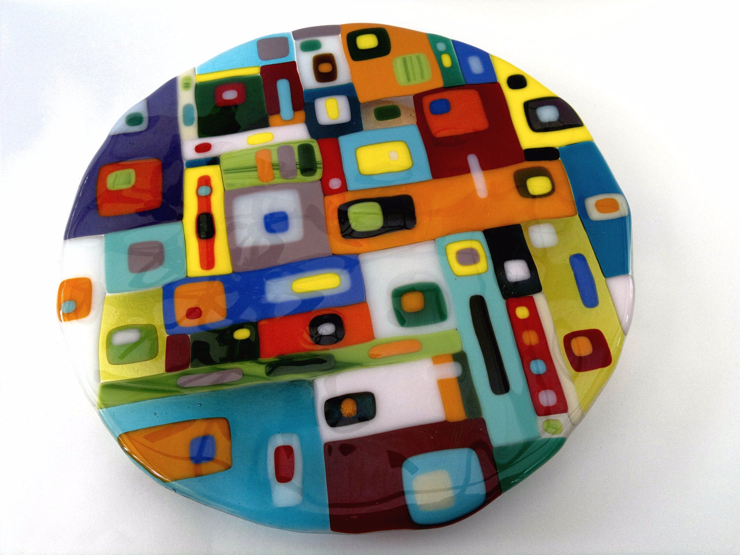 Lazy Susan tray fused glass hand made by dalit glass