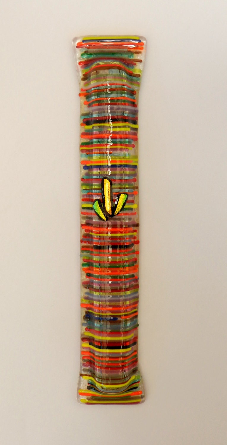 Fussed glass handmade LONG Mezuzah mezuza by Dalit Glass