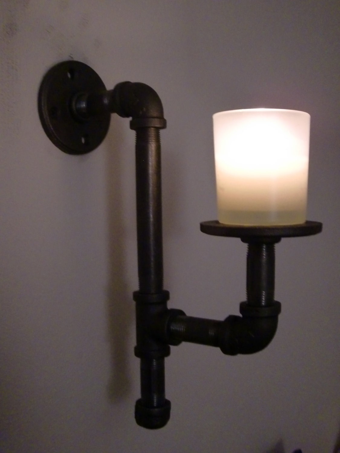 Pair of Handmade Industrial Style Candle Holder Sconces