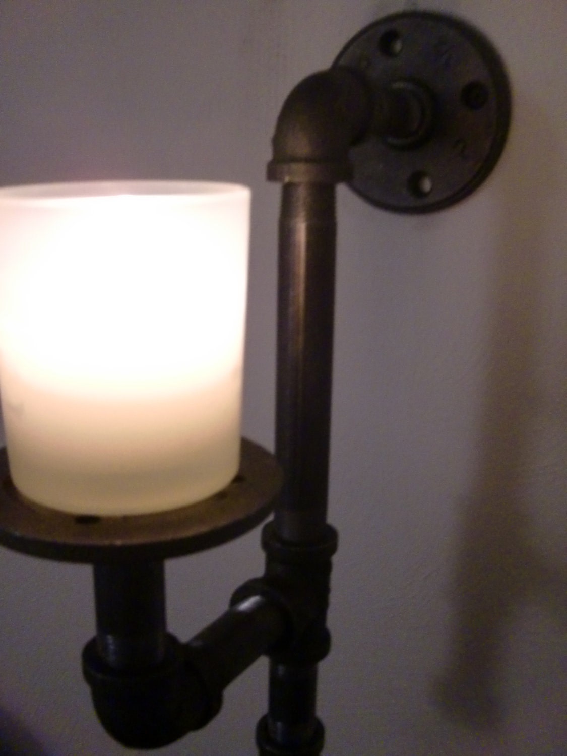 Pair of Handmade Industrial Style Candle Holder Sconces