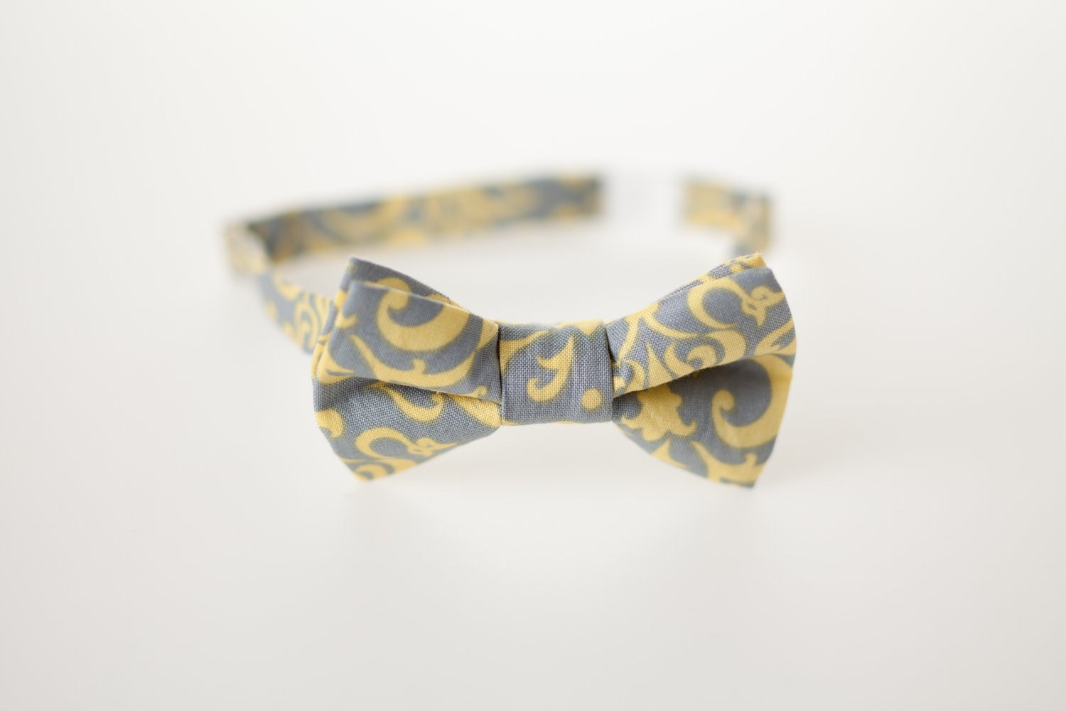 Little Boy Bowtie - Gray and Yellow