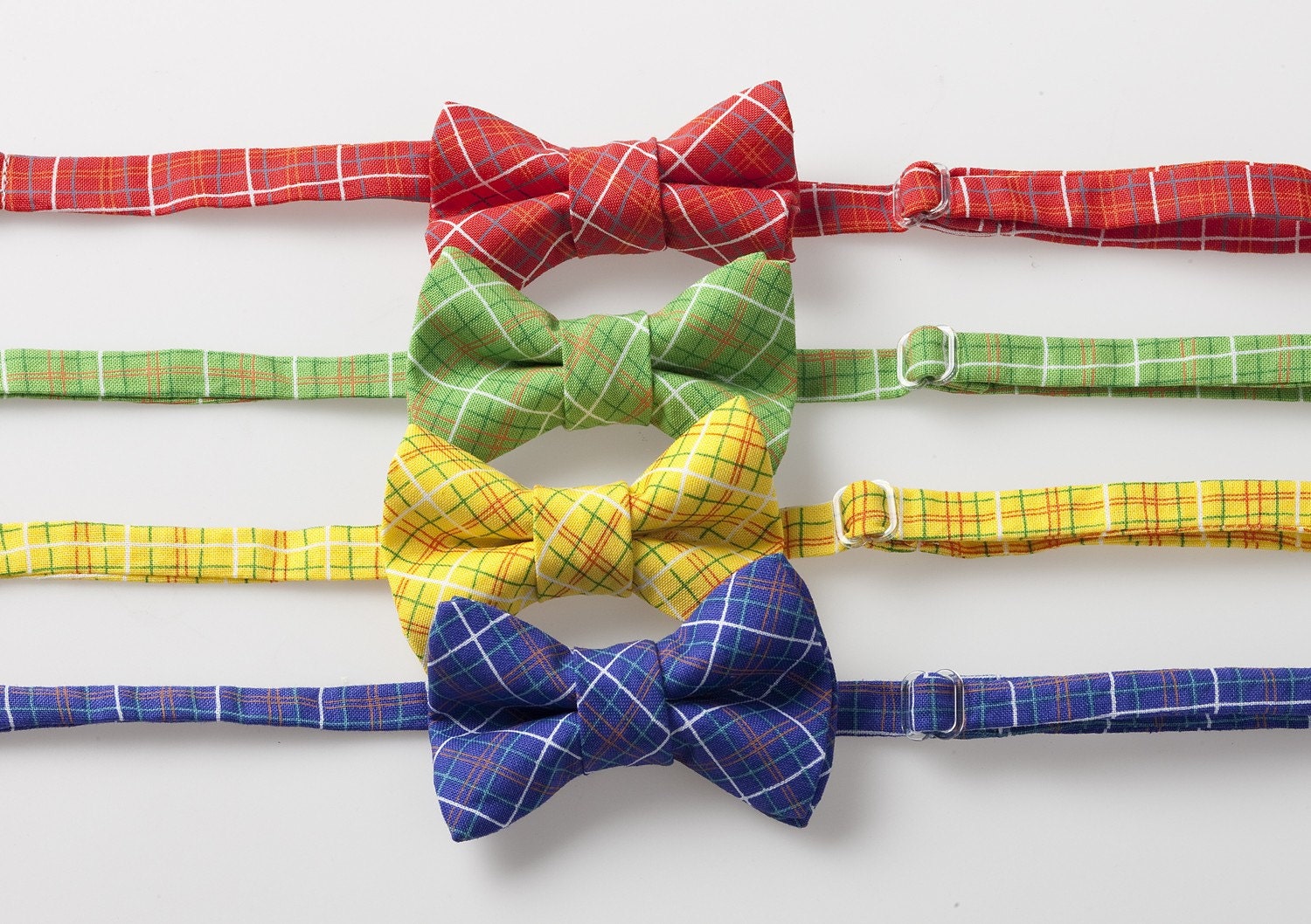 Little Boy Bow Ties - Red, Green, Yellow, or Blue Plaid