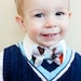 Little Boy Bow Tie - Blue, Green, and Yellow Stripes - Ready to Ship