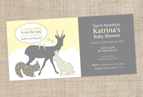 Printable Custom Baby Shower Invitation-Baby Animals Il_170x135