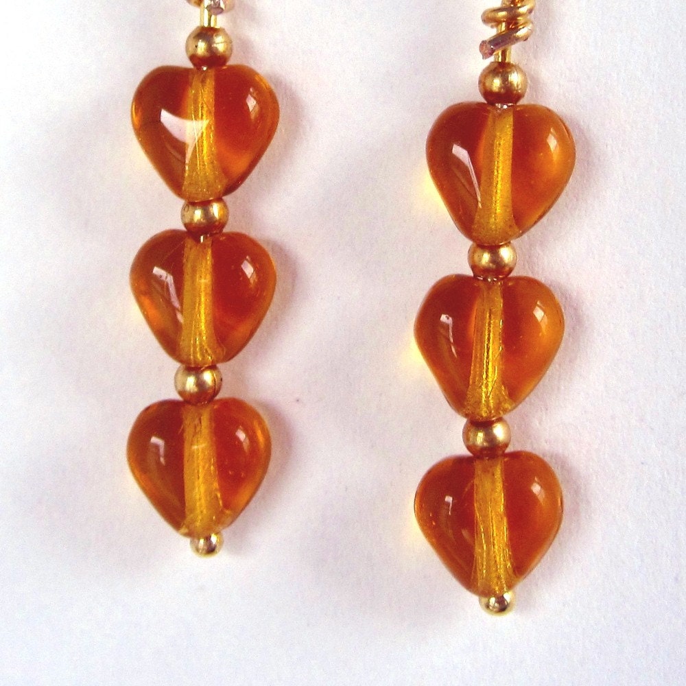 Amber Hearts earrings