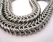 Shiny box weave chainmaille necklace
