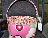 Pink and Sage Green Floral Fabric Easter Basket - Made to Order - Personalization Included - Great for Storage