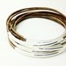 Light Brown Leather Bangles with Gold or Silver Tube Accents