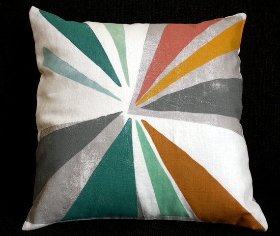 Blockprinted Linen Pillow Cover - Strobe (removable, 16" x 16")