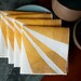 Linen Cocktail Napkins - Strobe in Ochre/Maize on Ivory Linen (set of 4)