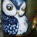 Green Owl - Blue Owl - Handpainted Mug