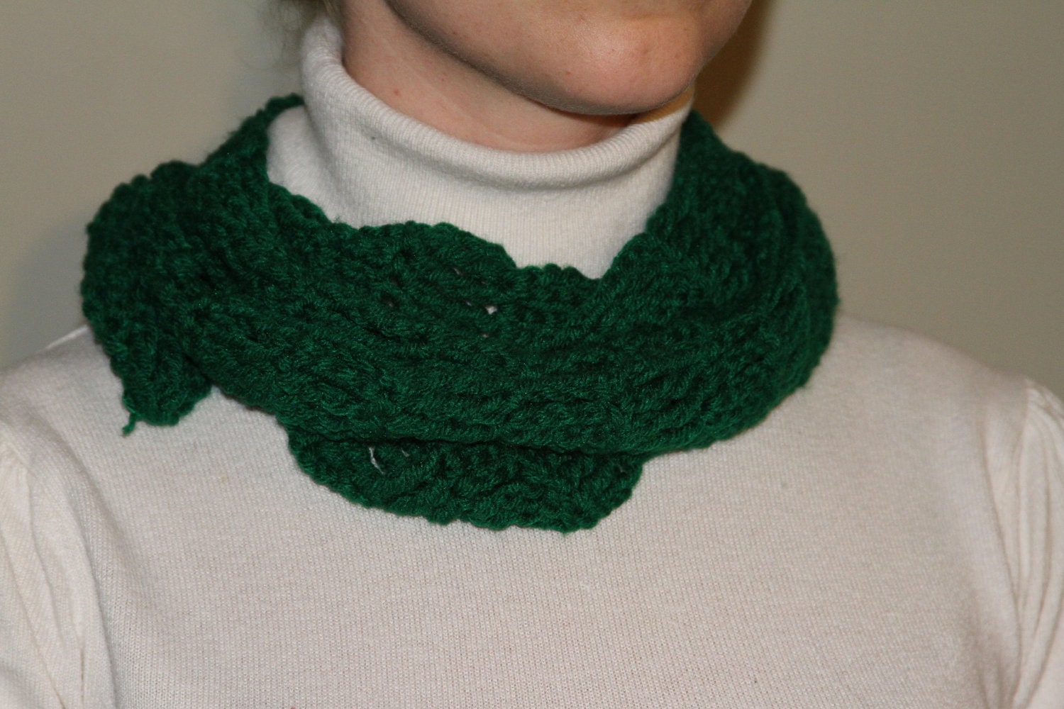 Skinny Scarf Crocheted Scarf Skinny  Long    Green   St. Patricks Day