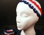 Patriotic Headband Crochet with Pearl Beads