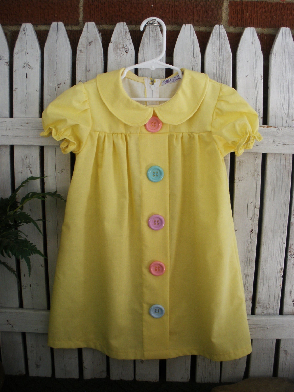 1950's Vintage Inspired Little Girl's Dress . Buttercup Yellow with Big Buttons .  An Original by Seams Original Size 4