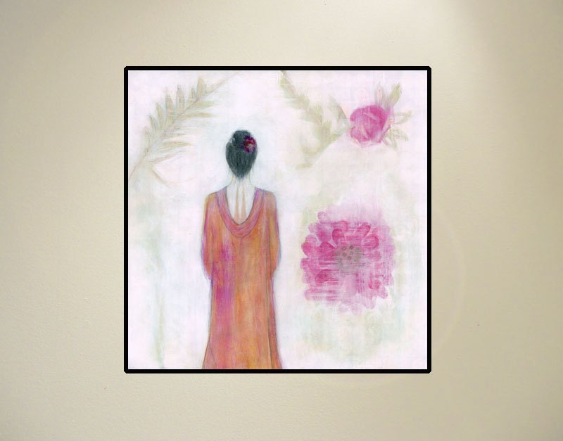 Etereal Art Print of original acrylic painting "Floating World" by Yarrow Summers - 8" x 8" giclee mounted on cradled board