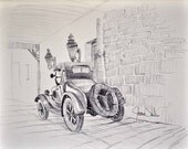 Eklund Car-Original Pen and Ink Drawing