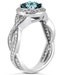 1.00CT Blue Diamond Engagement Ring Pave Halo Vintage Antique Style 14K White Gold (4-9)