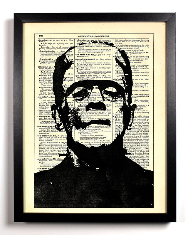 Frankenstein Repurposed Book Upcycled Dictionary Art Vintage Book Print Recycled Vintage Dictionary Page Buy 2 Get 1 FREE