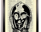 Star Wars C-3PO Repurposed Book Upcycled Dictionary Art Vintage Book Print Recycled Vintage Dictionary Page  Buy 2 Get 1 FREE