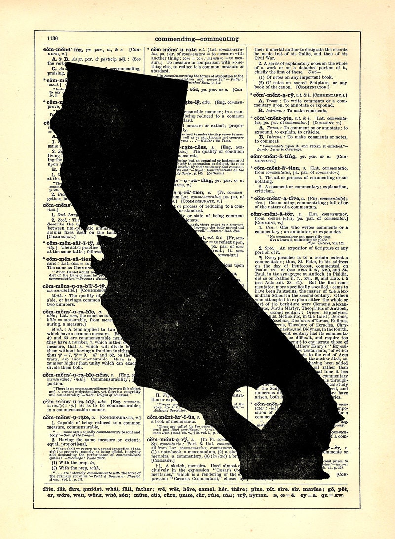 California State Dictionary Book Print Upcycled Book Art Upcycled Vintage Book Print Antique Dictionary Buy 2 Get 1 FREE