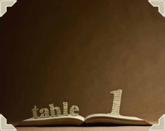 Vintage Book Table Numbers