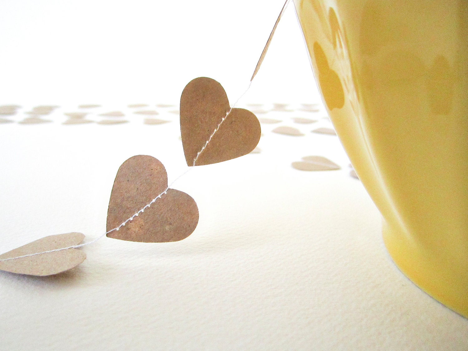 Paper Garland - Brown Kraft Paper Hearts - Vertical