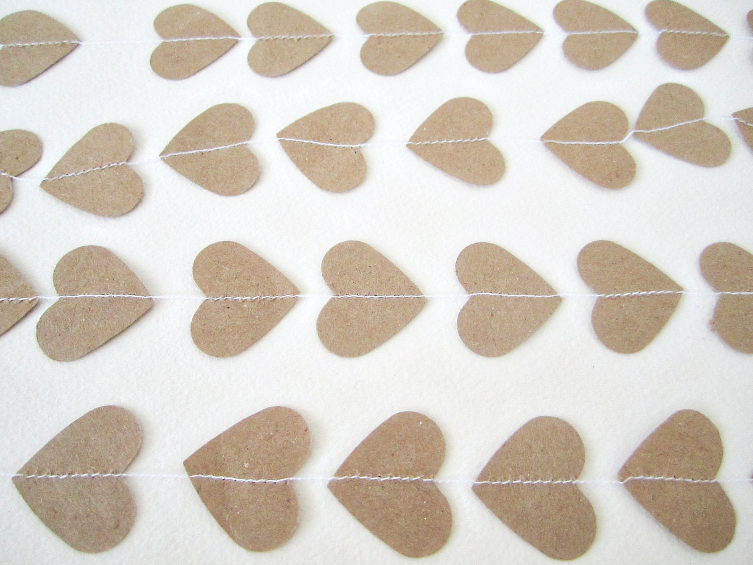 Paper Garland - Brown Kraft Paper Hearts - Vertical