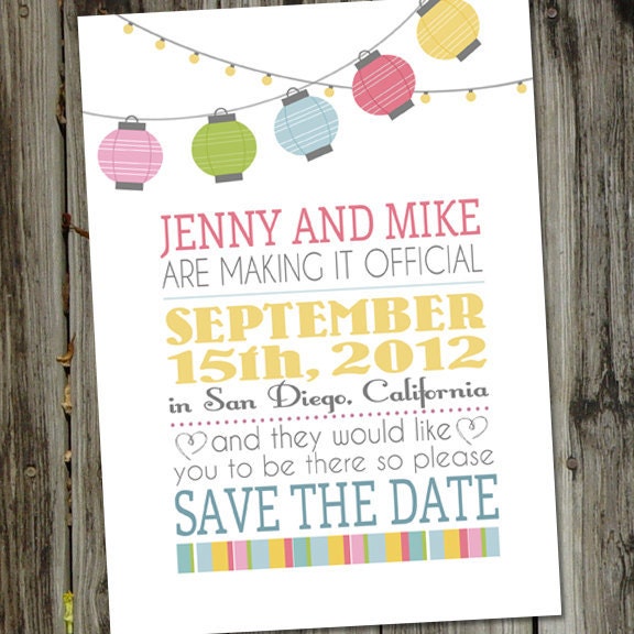 Paper Lantern Party Save The Date Wedding Announcement