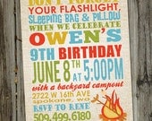 Summer Fun Campout Party Birthday Invitation