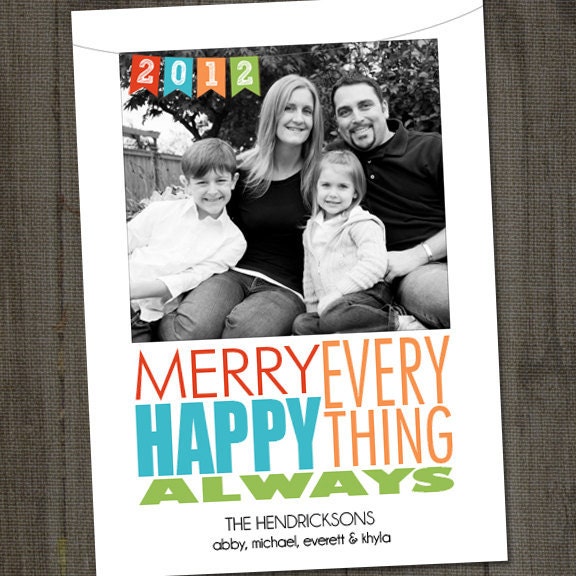 Merry Everything Holiday Christmas Hanukkah Printable Photo Card