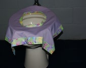 On the Go Reusable & Washable Toilet Seat Cover w/ Carry Bag - No More Little Hands on Public Toilets-Purple/Butterflies