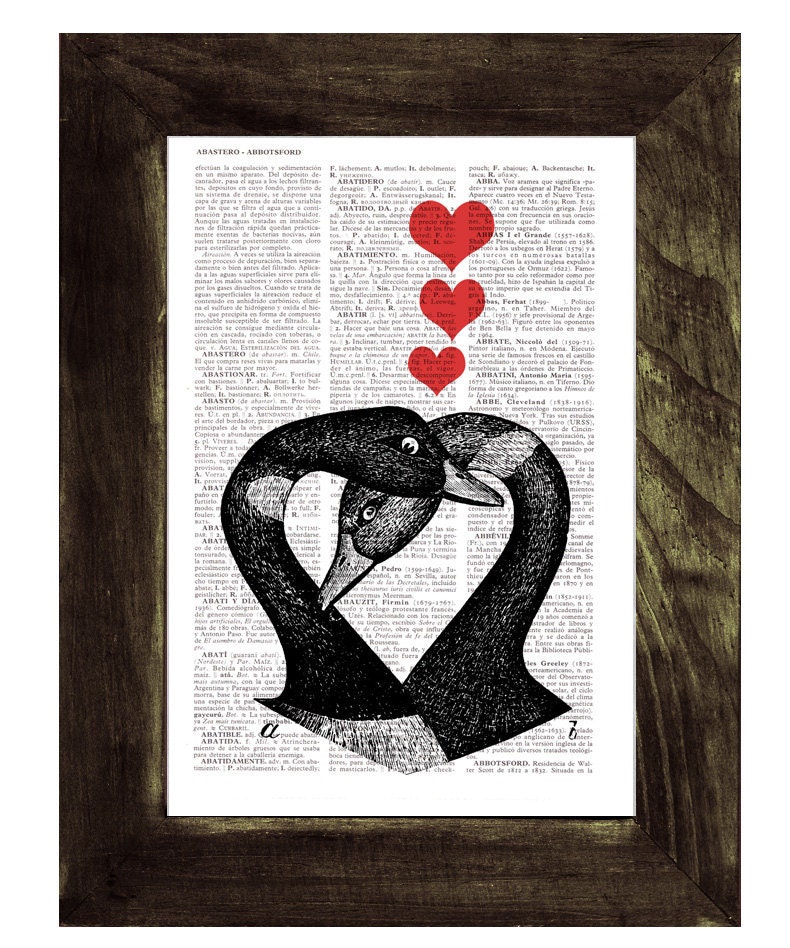 Dictionary Page Upcycled Book Print Upcycled Book Print Vintage Geese in Love - Collage Print