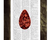 Bird egg rainbow colors printed on Book page - Mixed media  art dictionary page printed