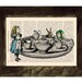 Alice in wonderland Alice in Prrintland Tea time with friends - Alice in Wonderland Collage Print on Vintage Dictionary Book art