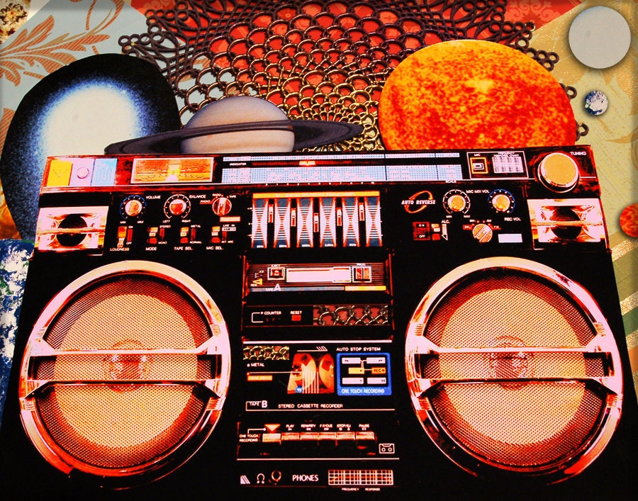 Boombox Art Print- Planetary Boombox - 11" x 14" archival giclee print