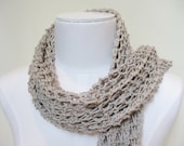 Knit Cotton Scarf Taupe Lace