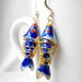 ON SALE-Fish Earrings Cloisonne Navy Blue Koi Enamel