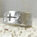Sterling .925 Mens Sideways Cross Ring Sterling Silver 925 Hammered Band Ring