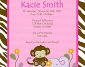 Jacana Baby Girl Safari Baby Shower Invitation or Thank You Card Digital File YOU-PRINT Il_170x135