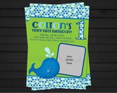 Whale Preppy Boy Birthday Invitation Digital File YOU-PRINT Il_170x135