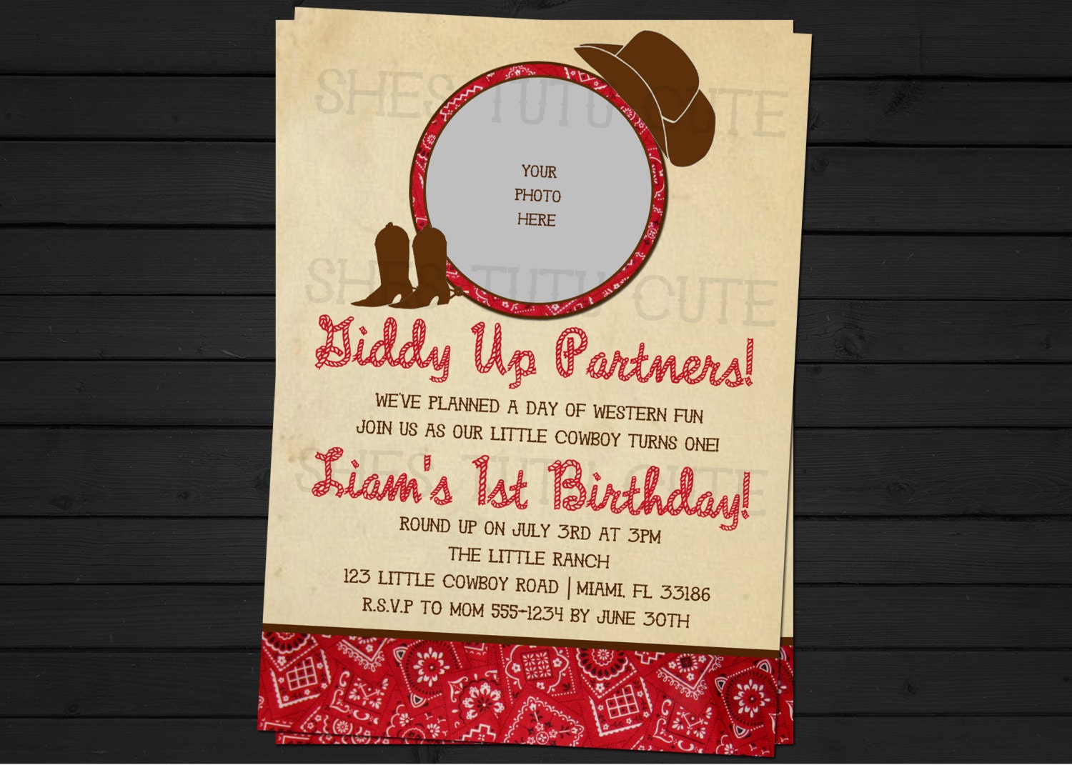 Cowboy Birthday Invite Digital File YOU PRINT Il_570xn