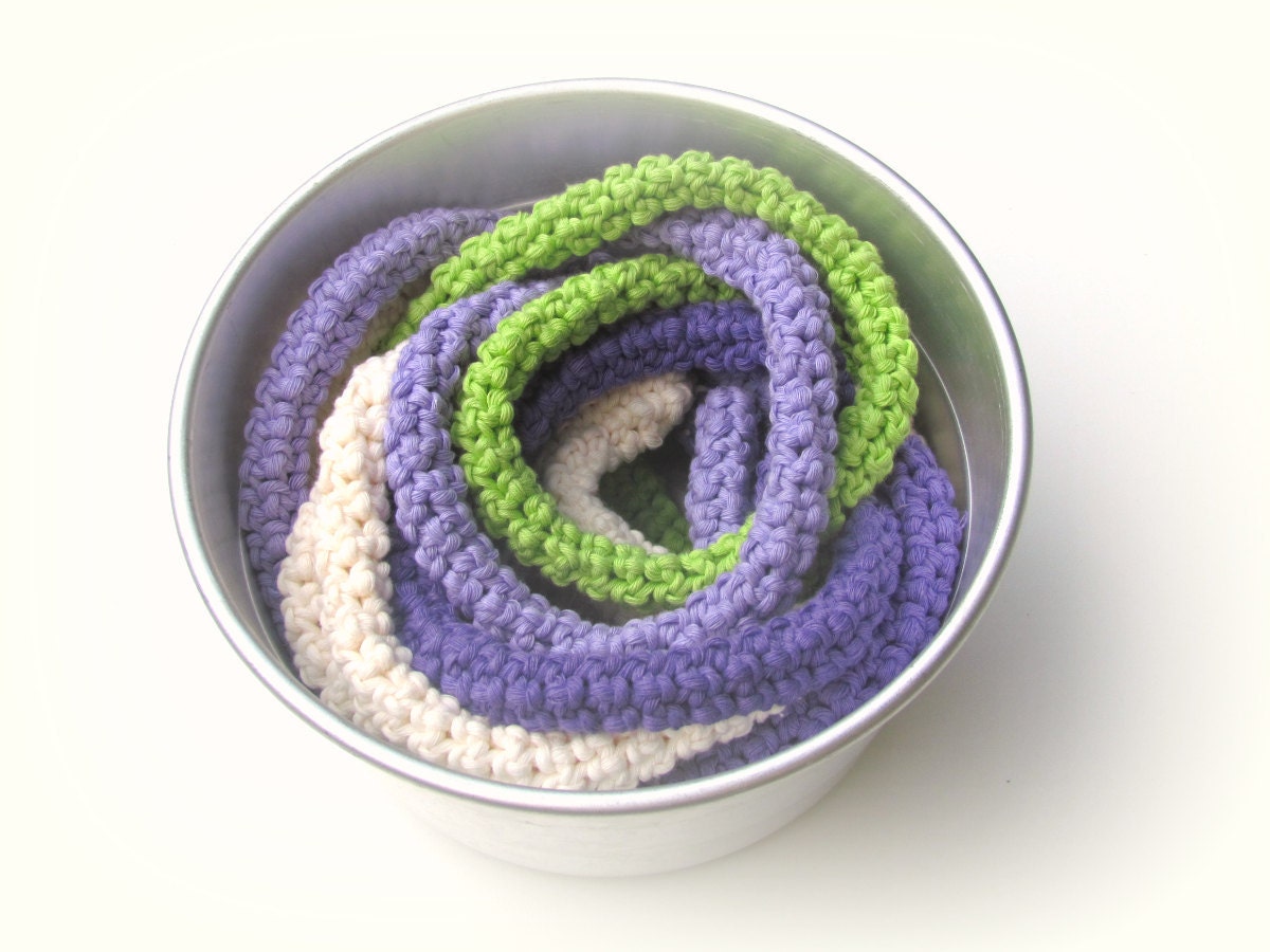 Lavender Skinny scarf - Crochet jewelry - extra long necklace - bright spring colors - Cream, purple, lilac and lime green