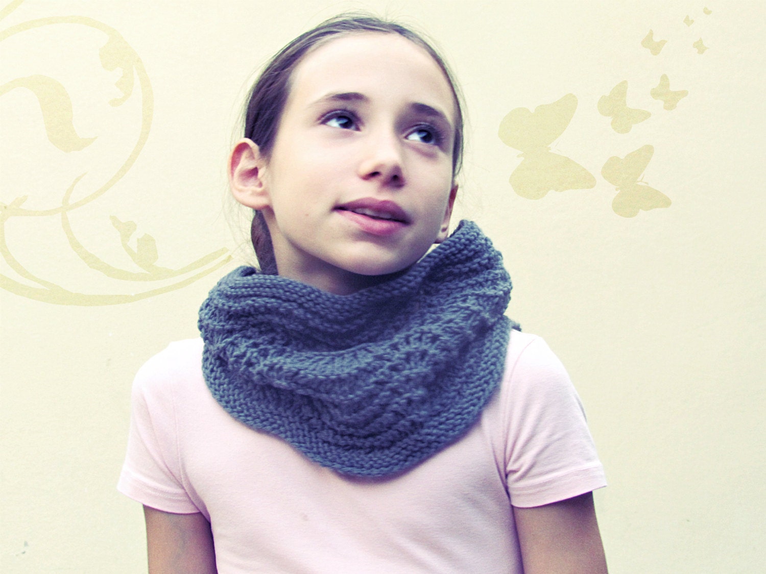 Grey cowl unisex / Merino wool Deep grey / kids and adults handmade knitting fashion - Coupon "SPECIAL" - 15% OFF