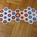 Granny centerpiece 70's northern europe design inspired hexagon - Wool - Bright colors geometric- White Yellow Orange Burgundy Grey